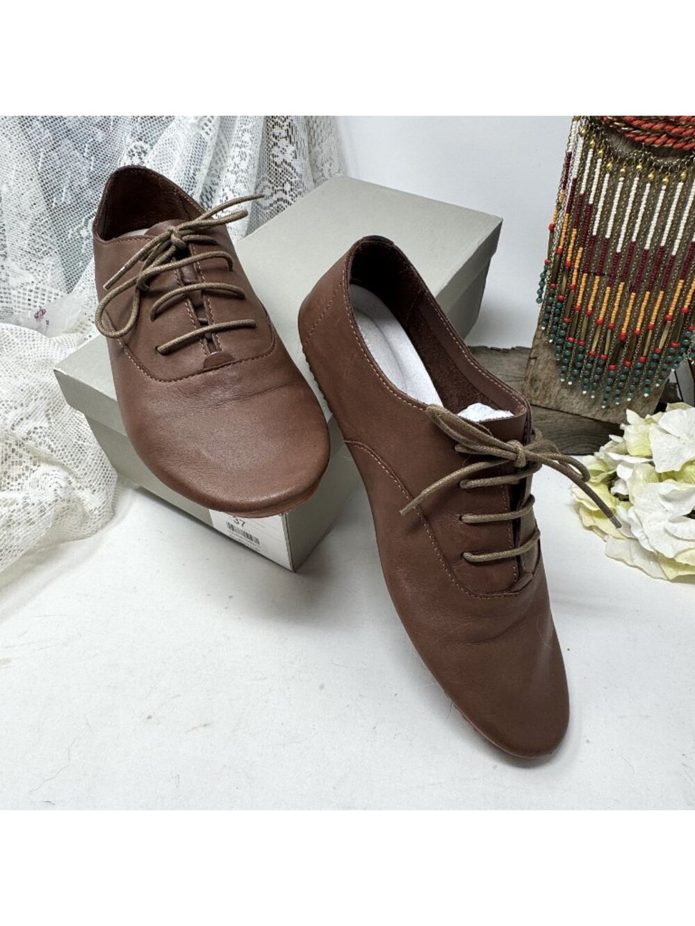 Anothersole Leather Women's Shoes Lucie II - Tobacco Size 6